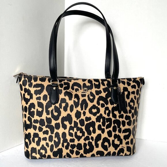 Coach Gallery Leopard Tote Bag CY347 Coated Canvas Shoulder Bag Medium ORIGPKG - Picture 13 of 13